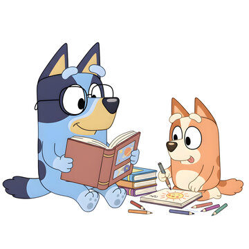 Bluey Cartoon Dog Family Scenes | PNG SVG | Kids Art Pack