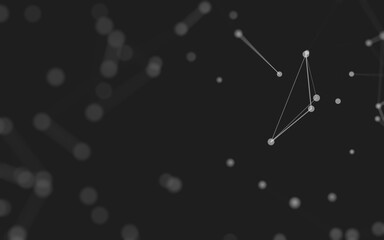 Abstract background. Molecules technology with polygonal shapes, connecting dots and lines. Connection structure. Big data visualization.