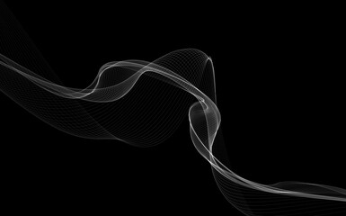 Dark abstract background with a glowing abstract waves