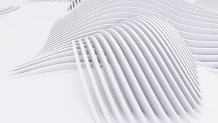 Abstract Curved Shapes. White Circular Background.