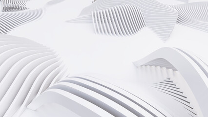 Abstract Curved Shapes. White Circular Background.