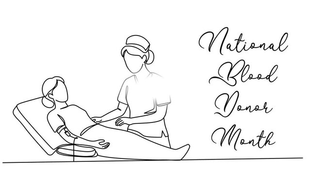 Minimalist National Blood Donor Month Day Line art Animation. Suitable for celebration