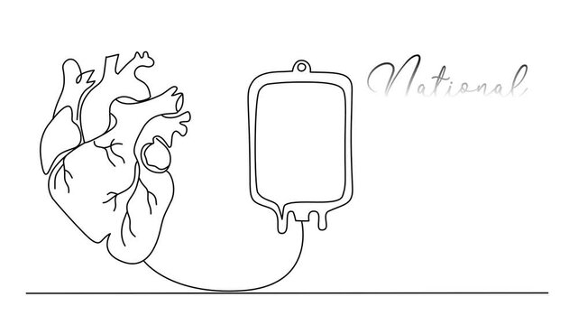 Minimalist National Blood Donor Month Day Line art Animation. Suitable for celebration
