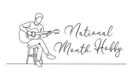 Minimalist National Hobby Month Day Line art Animation. Suitable for celebration