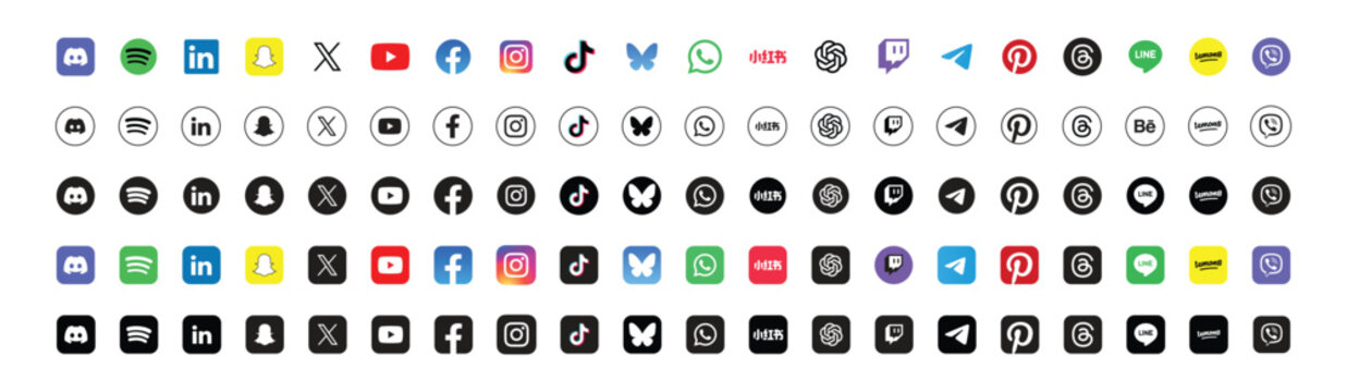 2026 popular social media logos vector icon set of for editorial use