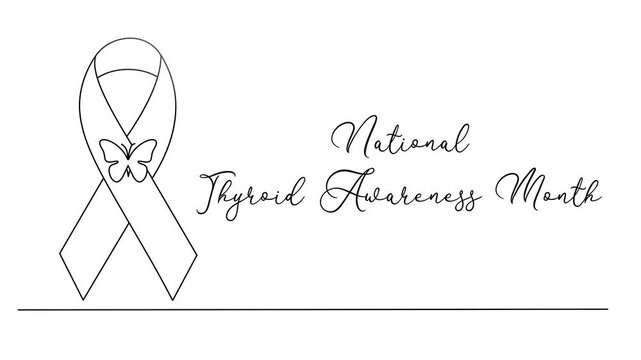 Minimalist Thyroid Awareness Month Line art Animation. Suitable for celebration