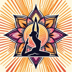 Silhouette of a woman practicing yoga in a graceful and balanced pose.