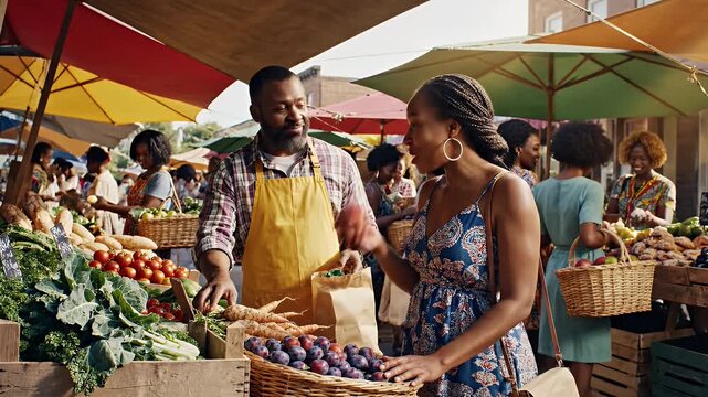 Vibrant Market Day - A Shoppers Delight at the Local Farmers Market.