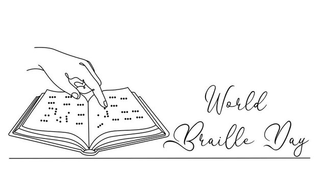 Minimalist World Braille Day Line art Animation. Suitable for celebration