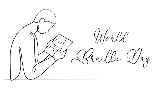 Minimalist World Braille Day Line art Animation. Suitable for celebration