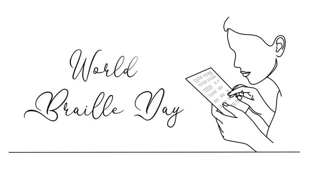 Minimalist World Braille Day Line art Animation. Suitable for celebration