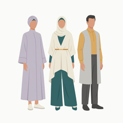 Diverse group of people in traditional and modern modest fashion.