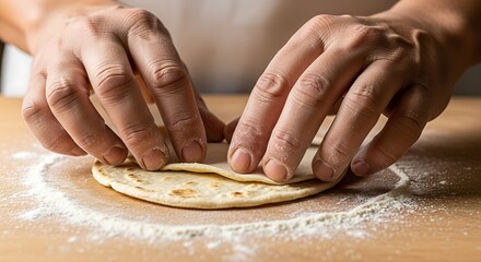 Crafting homemade tortilla dough preparation, authentic culinary skills shown