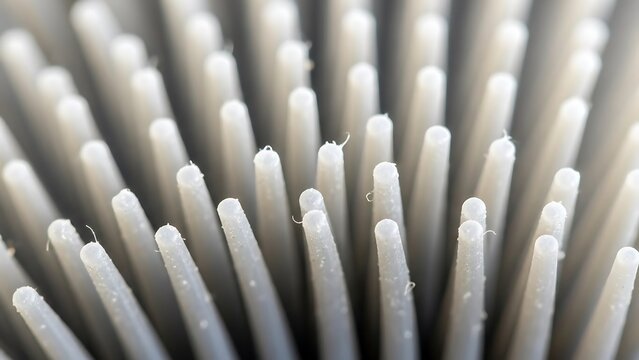 A cluster of gray cylindrical shapes creates a textured abstract effect