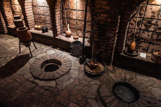 Details of old traditional wine cellar in Georgia