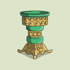 Illustration of a Green Bakhoor Incense Holder with Gold Details