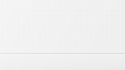 White Tile Wall and Floor Vector Background &ndash; Realistic Bathroom and Kitchen Interior with Seamless Ceramic Square Mosaic Grid Pattern, Clean Minimal Empty Room Surface