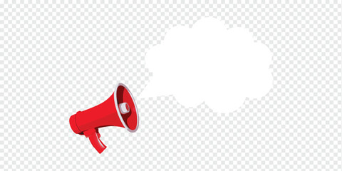 Red Megaphone with Speech Bubble 3D Illustration, marketing communication concept