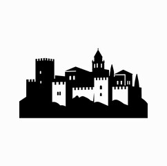 Alhambra Palace Silhouette &ndash; Moorish Granada Architecture Vector
