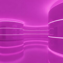 Magenta colored corridor with light strips for technology background