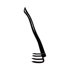 Garden rake icon vector for agriculture cultivation, soil loosening tool, and farming equipment symbol isolated on white background.