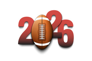 New Year numbers 2026 and football ball on an isolated background. Creative design pattern for greeting card, banner, poster, flyer, party invitation, calendar. Vector illustration