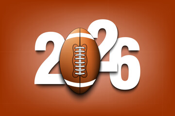 New Year numbers 2026 and football ball on an isolated background. Creative design pattern for greeting card, banner, poster, flyer, party invitation, calendar. Vector illustration