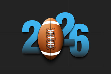New Year numbers 2026 and football ball on an isolated background. Creative design pattern for greeting card, banner, poster, flyer, party invitation, calendar. Vector illustration