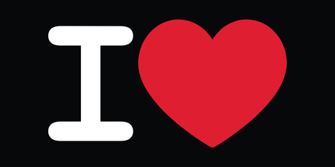 I Love Icon with White Letter and Red Heart on Black Background &ndash; High Quality Vectorial Stock Image