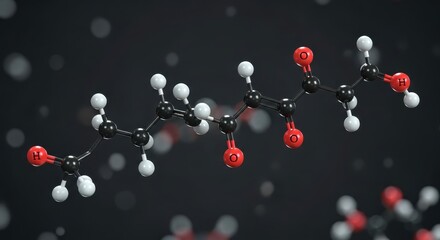 Detailed 3D molecule structure on black backdrop showcasing scientific precision and molecular