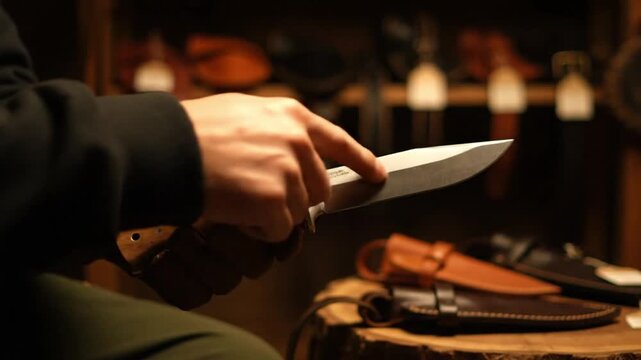 Knife crafting techniques workshop video tutorial indoor close-up ai generated learning experience with generative ai