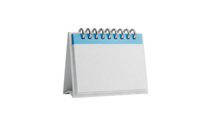 3D Blank desk calendar with spiral binding on transparent background