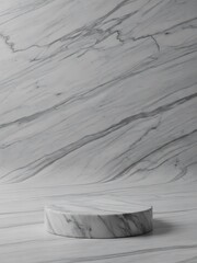 Monochrome Marble Pedestal Display for Product Presentation Mockups