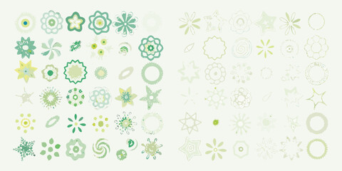 Delicate floral and geometric patterns in shades of green and yellow