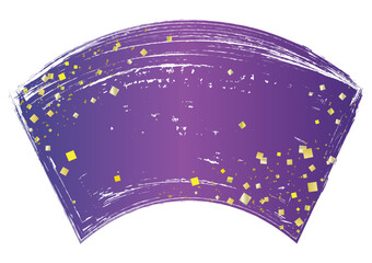 手描き筆タッチの扇型と金箔のフレーム/紫