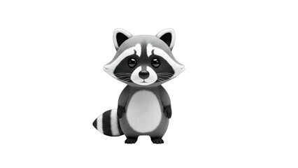 Obraz premium 3D Cute cartoon raccoon illustration on transparent background