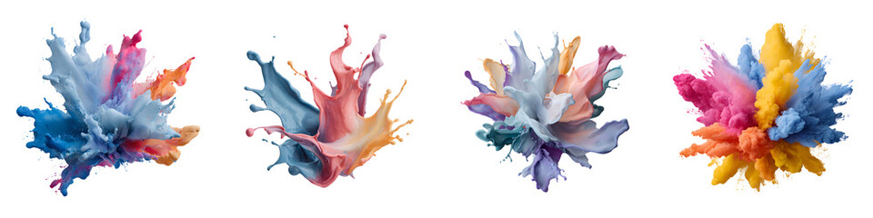 Obraz premium Paint Splash Explosion: Abstract Colorful Liquid Art on White