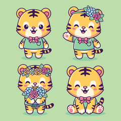 Cute Tiger Characters Collection.