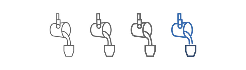 
outline icon set foundry with furnace and bucket design