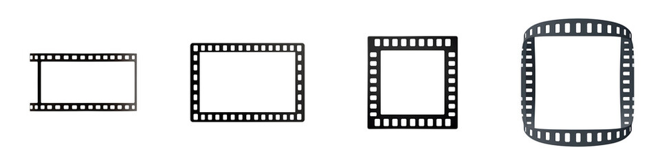 Obraz premium Film Strip Frames Collection: Vintage Movie Reel Borders Isolated on White