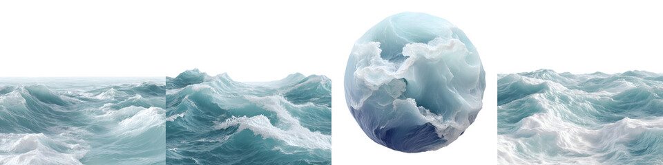 Fototapeta premium Realistic Ocean Wave Renders on White Background