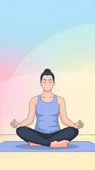 Woman Meditating Peacefully on a Yoga Mat with Eyes Closed