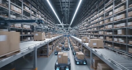 Automated Warehouse with Robotic Arms and Autonomous Vehicles. - Powered by Adobe