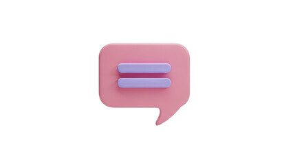 Fototapeta premium 3D Chat Bubble Icon with Equal Sign on transparent background