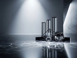 Geometric arrangement shines in a sleek, modern architectural space