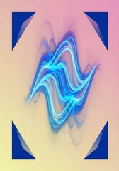 Glowing wave abstraction framed by geometric triangles on pastel gradient