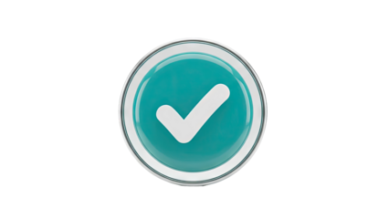 3D Blue Check Mark Button on transparent background