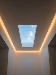 Serene Sky View Through Modern Architectural Skylight Design Element