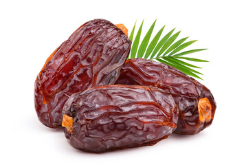 Dried dates fruit isolated on white.