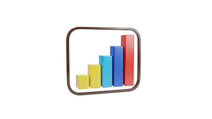 3D Bar Chart Icon with Increasing Trend on transparent background